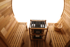 Blisspod Prague 4-6 Person Outdoor Barrel Steam Sauna — Canadian Red Cedar with Full Glass Back