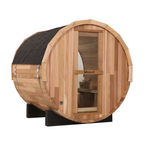 Blisspod Prague 4-6 Person Outdoor Barrel Steam Sauna — Canadian Red Cedar with Full Glass Back