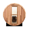 Blisspod Prague 4-6 Person Outdoor Barrel Steam Sauna — Canadian Red Cedar with Full Glass Back