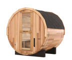 Blisspod Prague 4-6 Person Outdoor Barrel Steam Sauna — Canadian Red Cedar with Full Glass Back