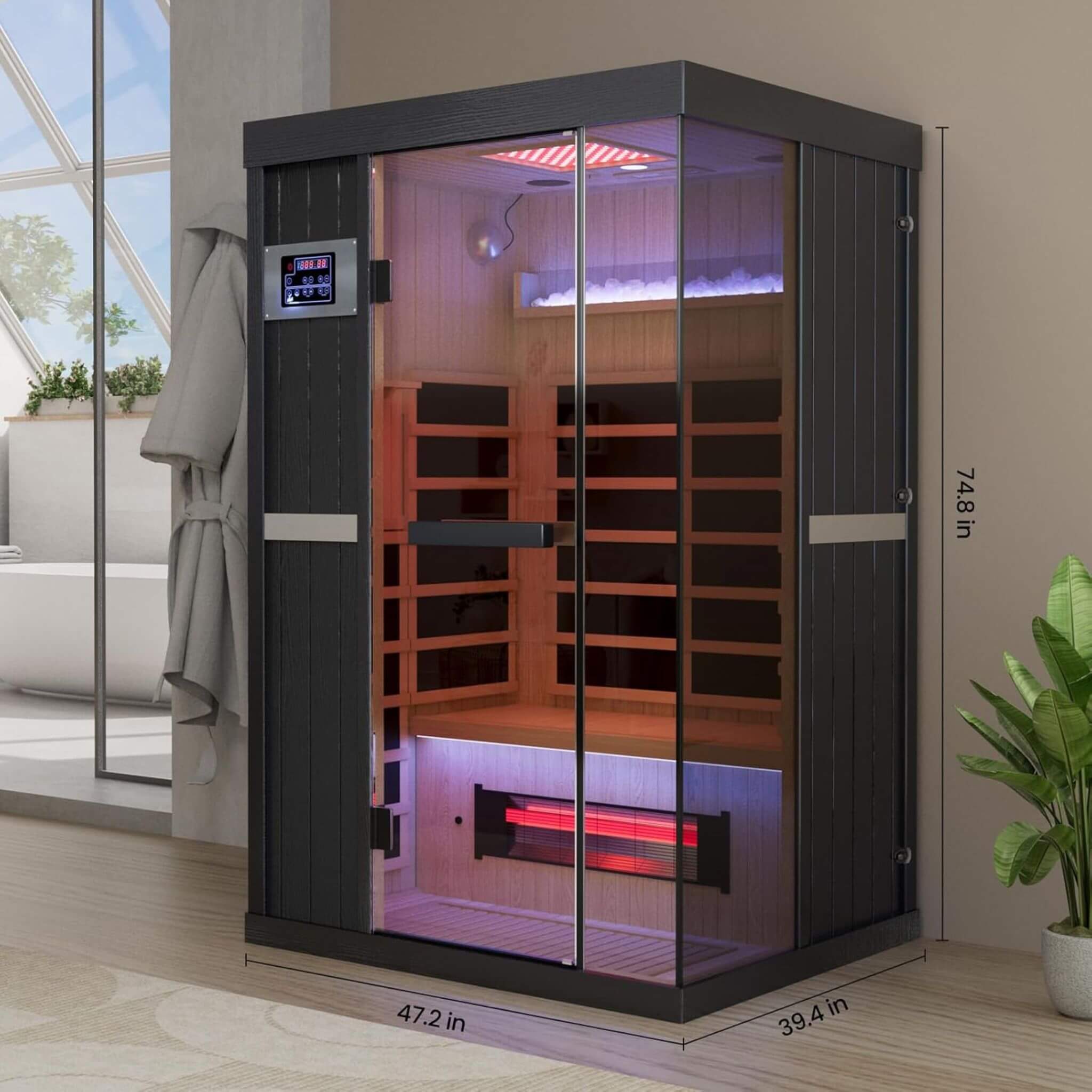 Thermora Pandora Premium 2-Person Infrared Sauna with Red Light Therapy & Himalayan Salt | SAK67305