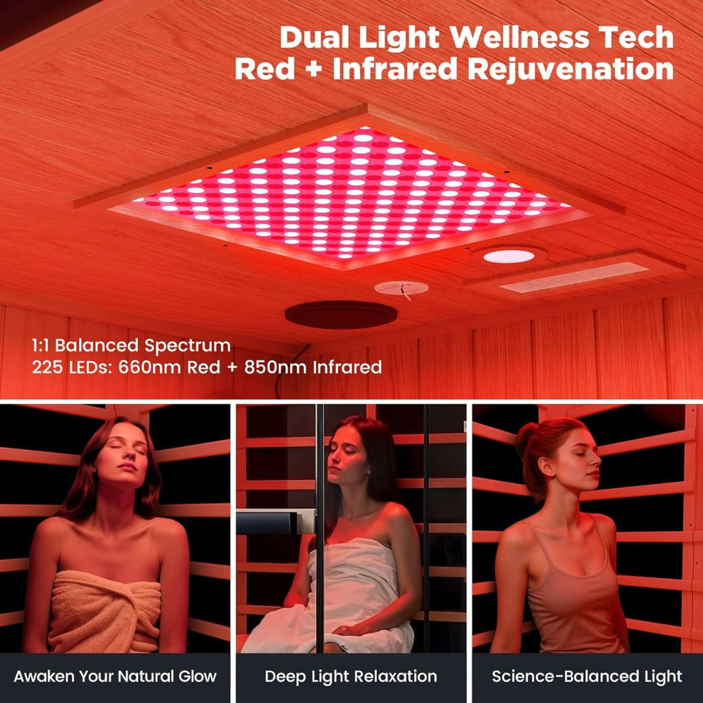 Thermora Pandora Premium 2-Person Infrared Sauna with Red Light Therapy & Himalayan Salt | SAK67305