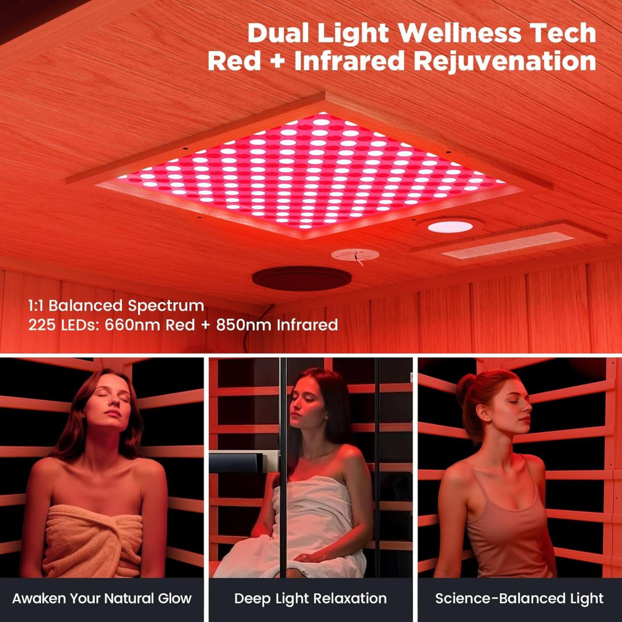 Thermora Pandora Premium 2-Person Infrared Sauna with Red Light Therapy & Himalayan Salt | SAK67305