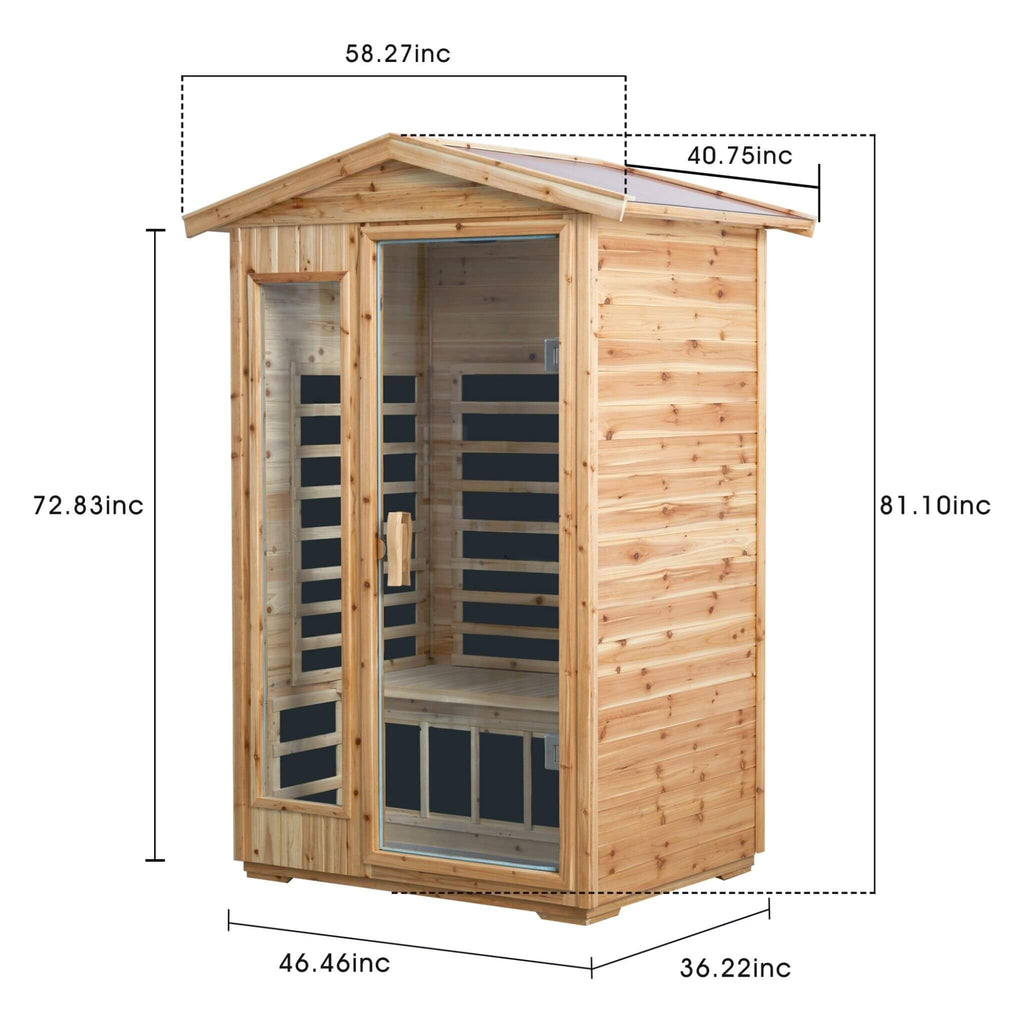 Thermora Vexa 2-Person Outdoor Infrared Sauna with Bluetooth Audio and LED Lighting