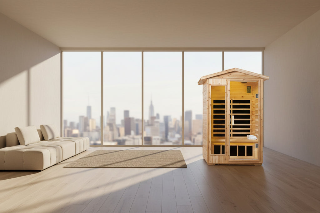 Thermora Vexa 2-Person Outdoor Infrared Sauna with Bluetooth Audio and LED Lighting