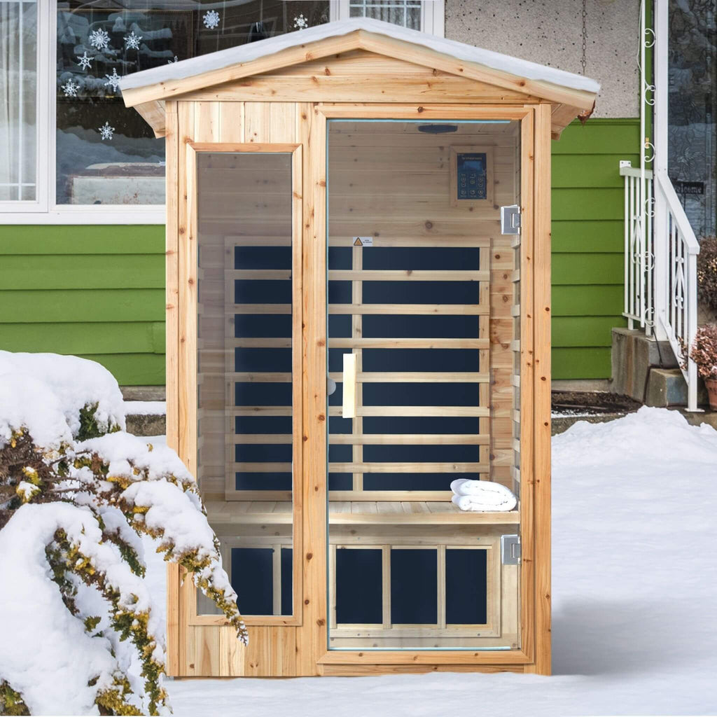 Thermora Vexa 2-Person Outdoor Infrared Sauna with Bluetooth Audio and LED Lighting