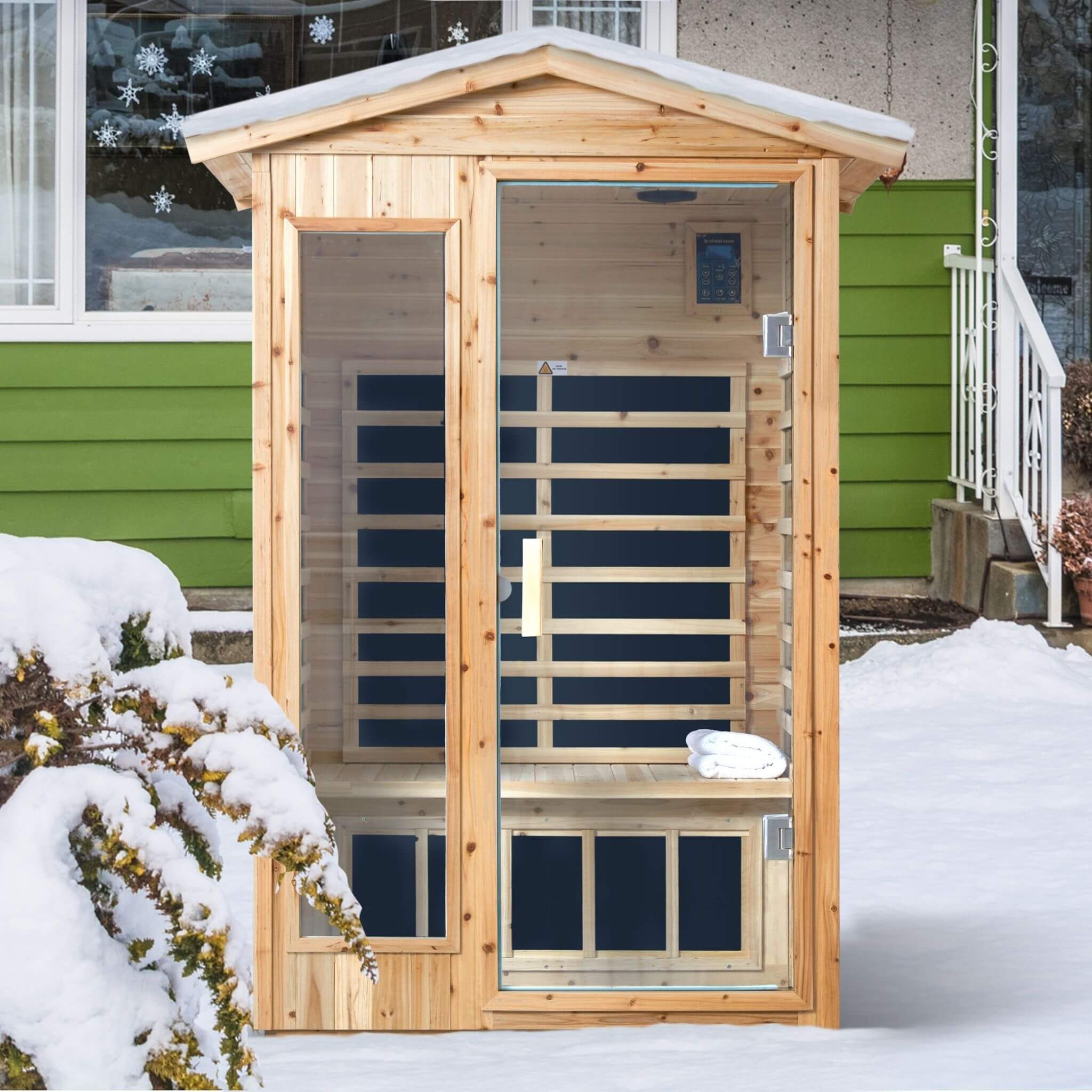 Thermora Vexa 2-Person Outdoor Infrared Sauna with Bluetooth Audio and LED Lighting